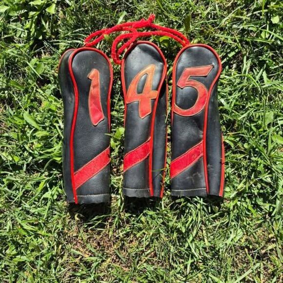 Vintage Leather Driver/Fairway Wood Headcovers - #1, 4 & 5 - Picture 1 of 5
